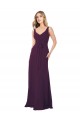 Chiffon Long Floor Length V-Neck Grape A-Line Bridesmaid Dress Stockport