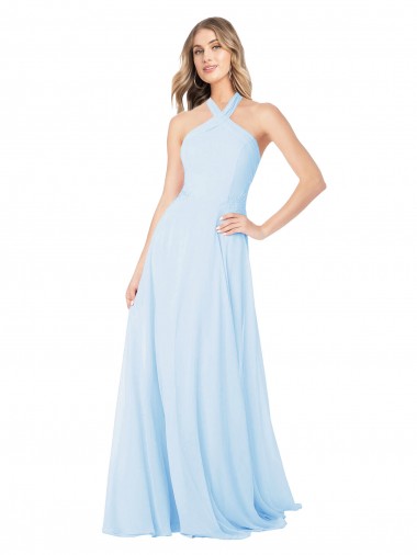 Chiffon Long Halter Neck A-Line Bridesmaid Dress / Evening Gowns Stockport