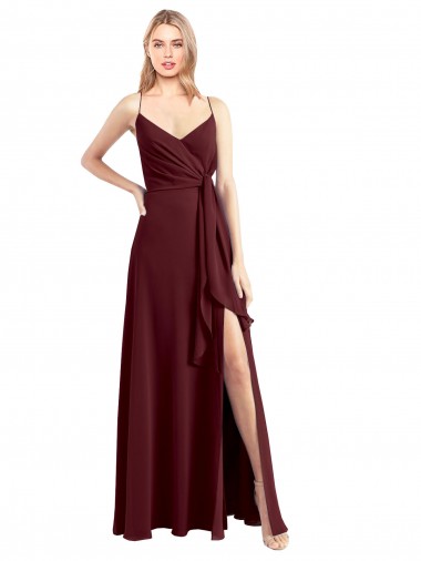 Chiffon Low Back Long Floor Length Spaghetti Straps A-Line Bridesmaid Dress Stockport