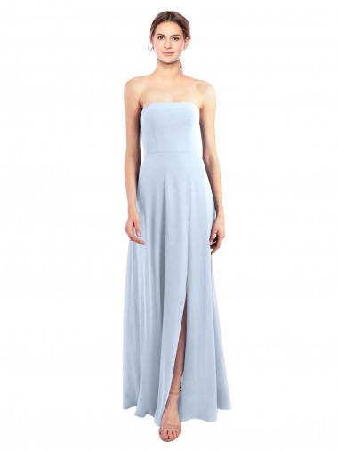 Soft Chiffon Long Strapless Light Sky Blue A-Line Bridesmaid Dress Stockport