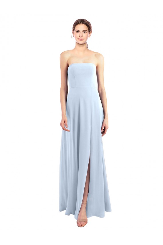 Soft Chiffon Long Strapless Light Sky Blue A-Line Bridesmaid Dress Stockport