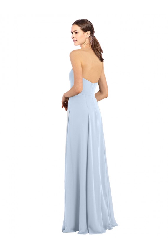 Soft Chiffon Long Strapless Light Sky Blue A-Line Bridesmaid Dress Stockport