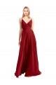 Luxe Chiffon V-Back Long Spaghetti Straps A-Line Bridesmaid Dress Stockport