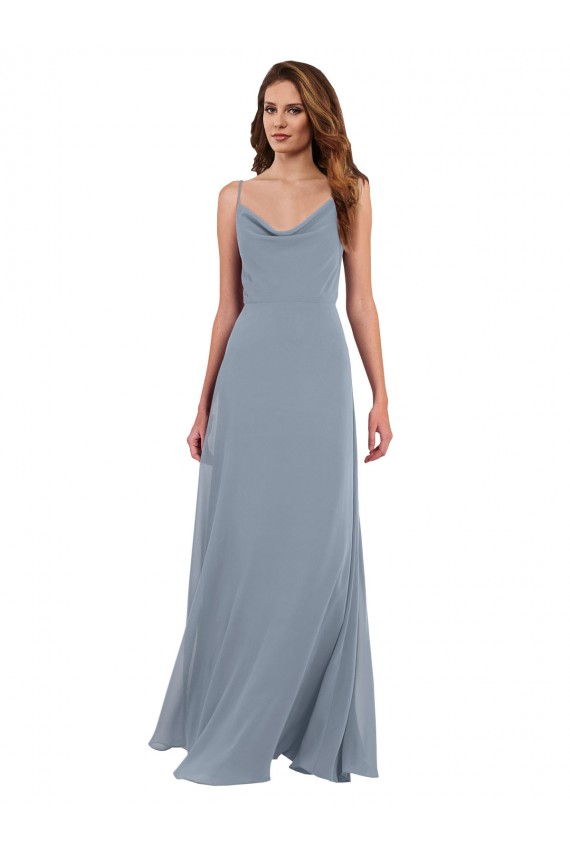 Soft Chiffon V-Back Long Cowl Neck A-Line Formal Dress / Bridesmaid Dress Stockport