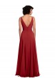 Lxue Chiffon V-Back Long V-Neck Red A-Line Bridesmaid Dress Stockport