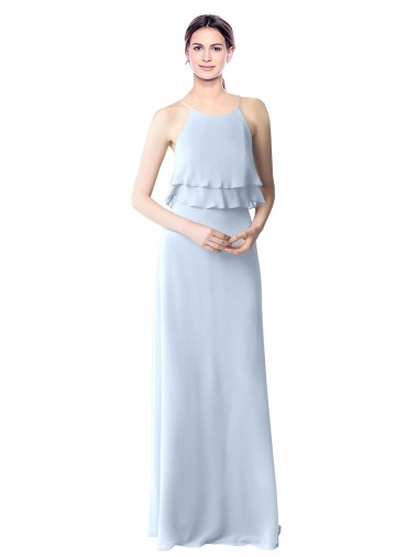 Soft Chiffon Long Halter Neck A-Line Bridesmaid Dresses Stockport