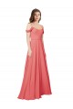 Soft Chiffon Low Back Long Off the Shoulder Desert Rose A-Line Bridesmaid Dress Stockport