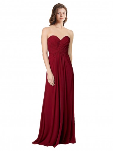 Chiffon Open Back Long Floor Length Sweetheart A-Line Bridesmaid Dress Stockport