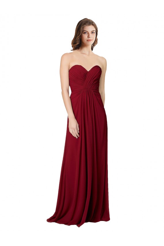 Chiffon Open Back Long Floor Length Sweetheart A-Line Bridesmaid Dress Stockport