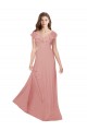 Chiffon Criss Cross Back Long V-Neck Bliss Pink A-Line Bridesmaid Dress / Evening Dress Stockport