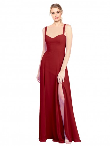 Soft Chiffon Long Sweetheart Red A-Line Bridesmaid Dress Stockport