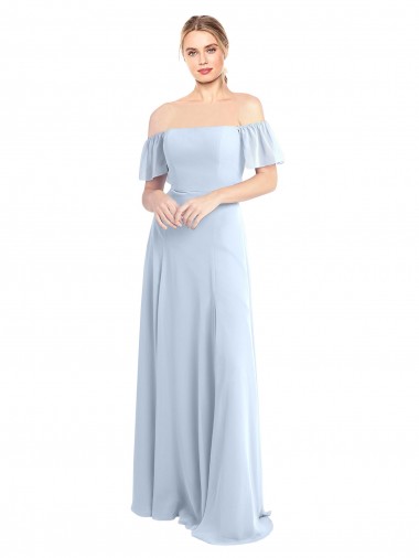Soft Chiffon V-Back Long Off the Shoulder A-Line Formal Dress / Bridesmaid Dress Stockport