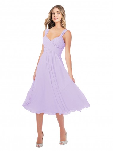 Soft Chiffon Midi Length Sweetheart A-Line High Low Bridesmaid Dress Stockport