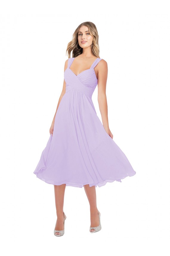 Soft Chiffon Midi Length Sweetheart A-Line High Low Bridesmaid Dress Stockport