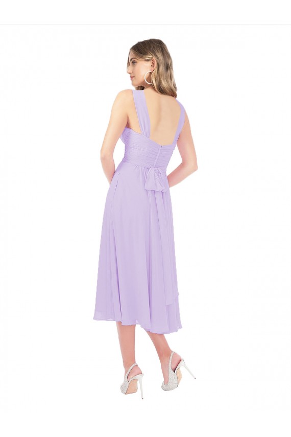 Soft Chiffon Midi Length Sweetheart A-Line High Low Bridesmaid Dress Stockport