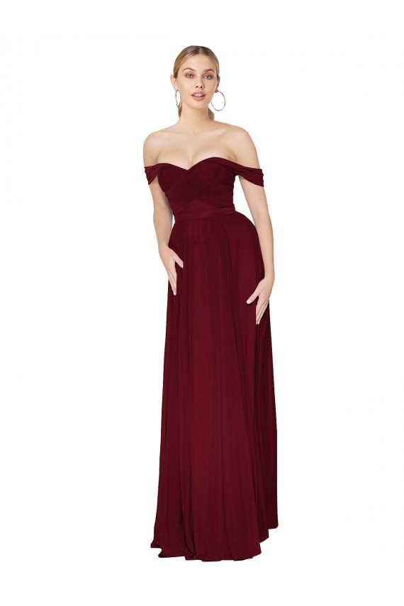 Soft Chiffon Long Off the Shoulder Mermaid Formal Dress / Bridesmaid Dress Stockport