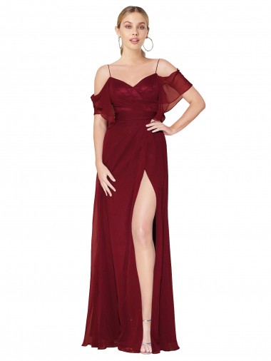 Soft Chiffon V-Back Long Off the Shoulder Trumpet Formal Evening Gown / Prom Dress / Bridesmaid Dress Stockport