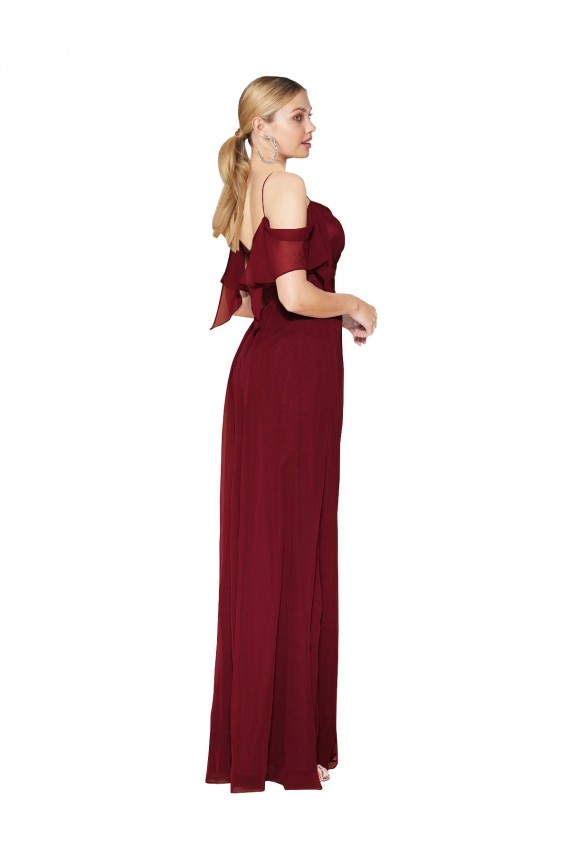 Soft Chiffon V-Back Long Off the Shoulder Trumpet Formal Evening Gown / Prom Dress / Bridesmaid Dress Stockport