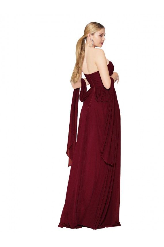 Soft Chiffon Sleeveless Sweetheart Burgundy A-Line Formal Evening Gown / Prom Dress / Bridesmaid Dress Stockport