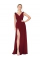Soft Chiffon V-Back Long V-Neck A-Line Black Tie Evening Gown / Prom Dress / Bridesmaid Dress Stockport