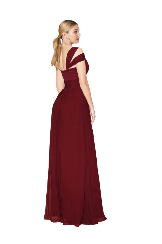 Soft Chiffon Long Sweetheart Burgundy A-Line Formal Evening Gown / Prom Dress / Bridesmaid Dress Stockport