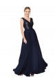 Soft Chiffon & Sequin V-Back Long V-Neck A-Line Semi Formal Evening Gown / Prom Dress / Bridesmaid Dress Stockport