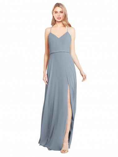Soft Chiffon Open Back Long Off the Shoulder A-Line Bridesmaid Gowns Stockport