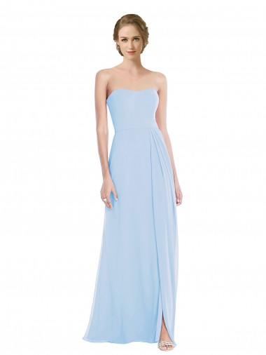 Soft Chiffon Long Sweetheart Light Sky Blue A-Line Formal Dress / Bridesmaid Dress Stockport