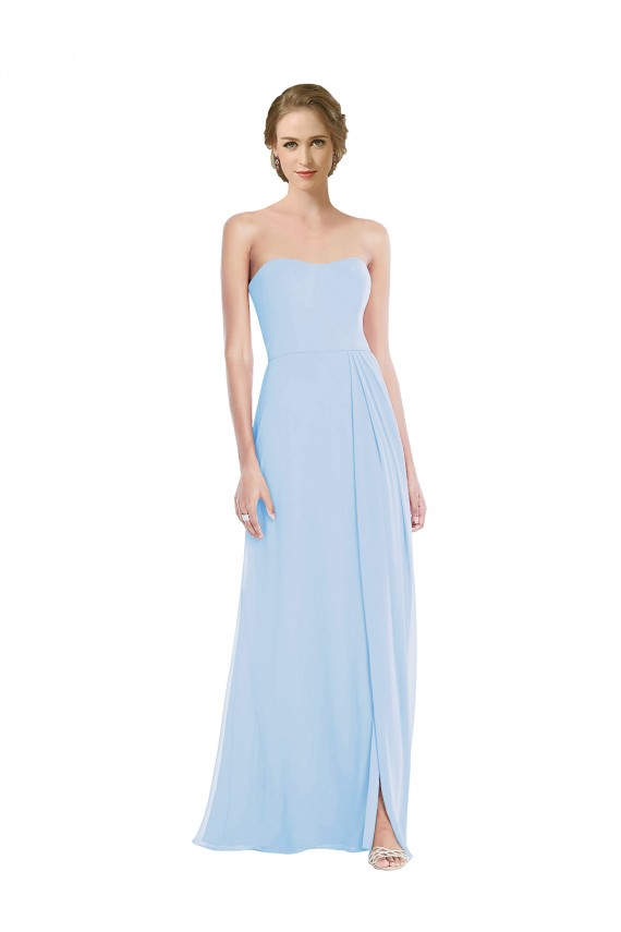 Soft Chiffon Long Sweetheart Light Sky Blue A-Line Formal Dress / Bridesmaid Dress Stockport