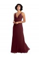 Soft Chiffon V-Back Long V-Neck Burgundy Gold A-Line Bridesmaid Dress / Formal Dress Stockport