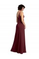 Soft Chiffon V-Back Long V-Neck Burgundy Gold A-Line Bridesmaid Dress / Formal Dress Stockport