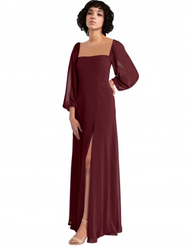 Chiffon Long Square Neck A-Line Bridesmaid Dress / Evening Dress Stockport