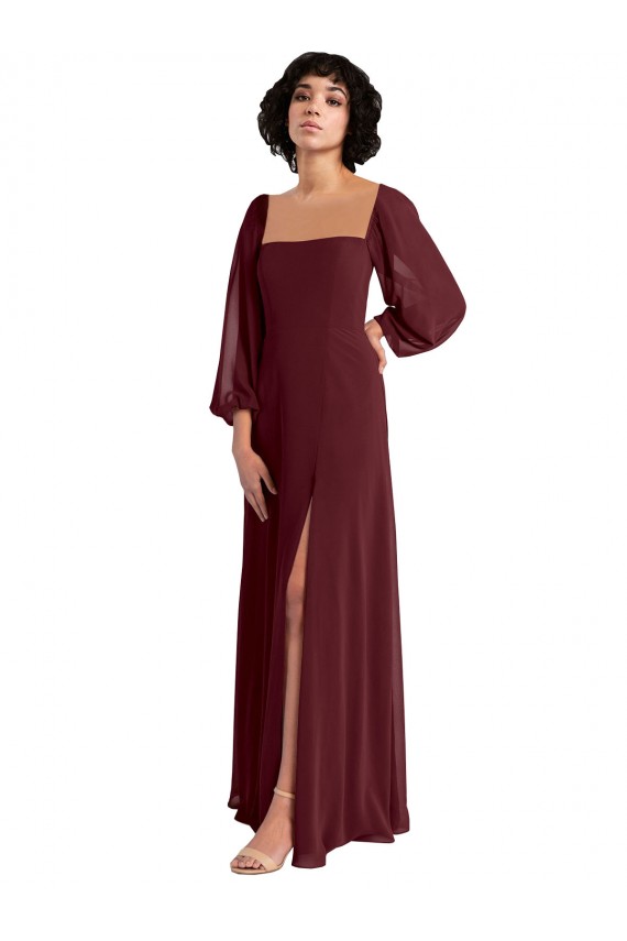 Chiffon Long Square Neck A-Line Bridesmaid Dress / Evening Dress Stockport