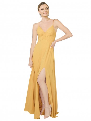 Chiffon Open Back Long V-Neck A-Line Bridesmaid Dress / Evening Dress Stockport
