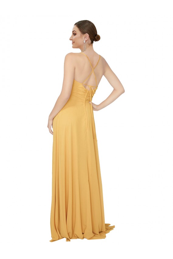 Chiffon Open Back Long V-Neck A-Line Bridesmaid Dress / Evening Dress Stockport