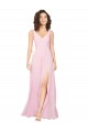 Soft Chiffon V-Back Long V-Neck Barely Pink A-Line Bridesmaid Dress Stockport