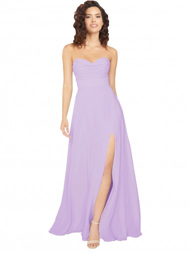 Chiffon Low Back Long Sweetheart Lilac A-Line Bridesmaid Dress / Evening Dress Stockport