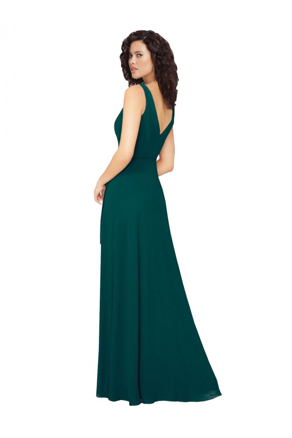 Chiffon V-Back Long V-Neck Hunter A-Line Evening Gowns / Bridesmaid Dresses Stockport
