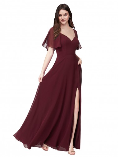 Soft Chiffon Keyhole Back Long Sweetheart A-Line Formal Dress / Bridesmaid Dress Stockport
