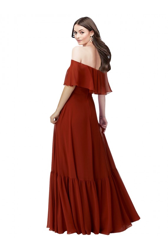 Soft Chiffon Long Off the Shoulder Red A-Line Bridesmaid Dress Stockport