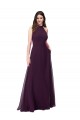 Soft Chiffon Keyhole Back Long Halter Neck Grape A-Line Bridesmaid Dress Stockport