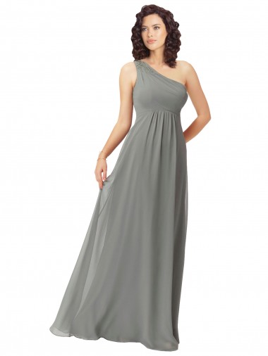 Soft Chiffon Long One Shoulder Wisteria A-Line Bridesmaid Dress Stockport