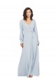 Soft Chiffon Long V-Neck Sea Glass A-Line Formal Dress / Bridesmaid Dress Stockport
