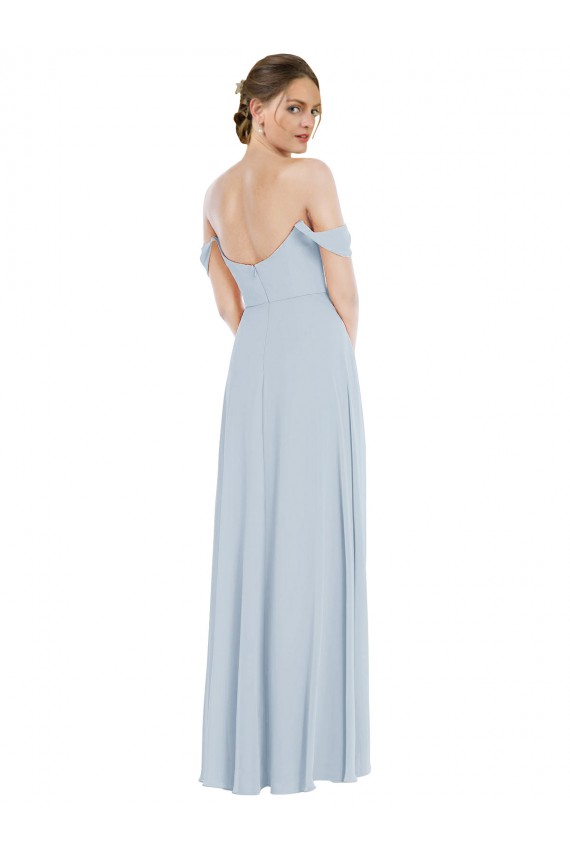 Soft Chiffon Long Off the Shoulder Sea Glass A-Line Semi Formal Evening Dress / Bridesmaid Dress Stockport