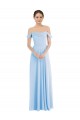 Soft Chiffon Long Off the Shoulder Light Sky Blue A-Line Formal Evening Gown / Bridesmaid Dress Stockport