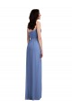 Soft Chiffon Low Back Long Spaghetti Straps Windsor Blue A-Line Semi Formal Evening Dress / Bridesmaid Dress Stockport