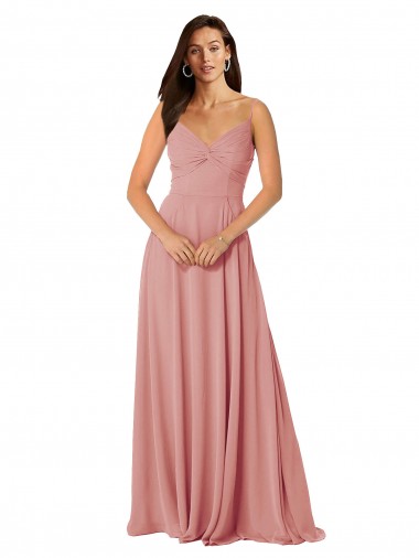 Lxue Chiffon V-Back Long V-Neck A-Line Bridesmaid Dress Stockport