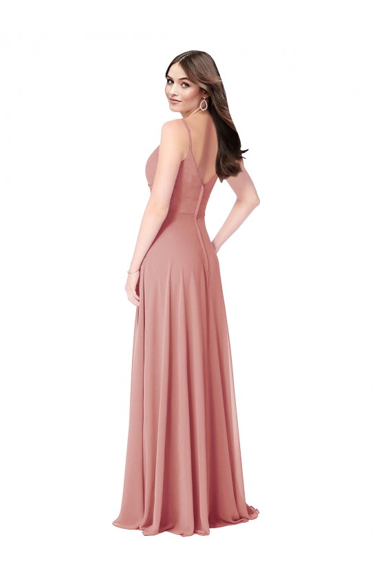 Lxue Chiffon V-Back Long V-Neck A-Line Bridesmaid Dress Stockport