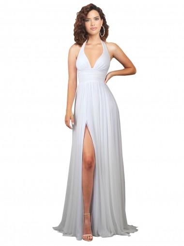 Soft Chiffon Low Back Sweep Train V-Neck A-Line Beach Wedding Dress Stockport