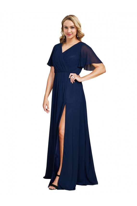 Soft Chiffon Long V-Neck A-Line Formal Plus Size Evening Gown / Prom Dress / Bridesmaid Dress Stockport